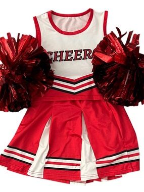 Cheerleader Uniform Costume with Pom-Poms